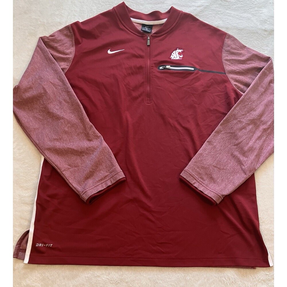 Washington State Cougars Nike Team WSU Issued Red  Quarter Zip Pullover Men XL